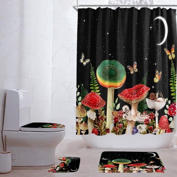 Ounissouiy Cortina de ducha de hongo de poliéster para baño elegante cortina de ducha de actualización para baño cortina de ducha impermeable Juegos de accesorios de baño PASTA-2 90*180.240g