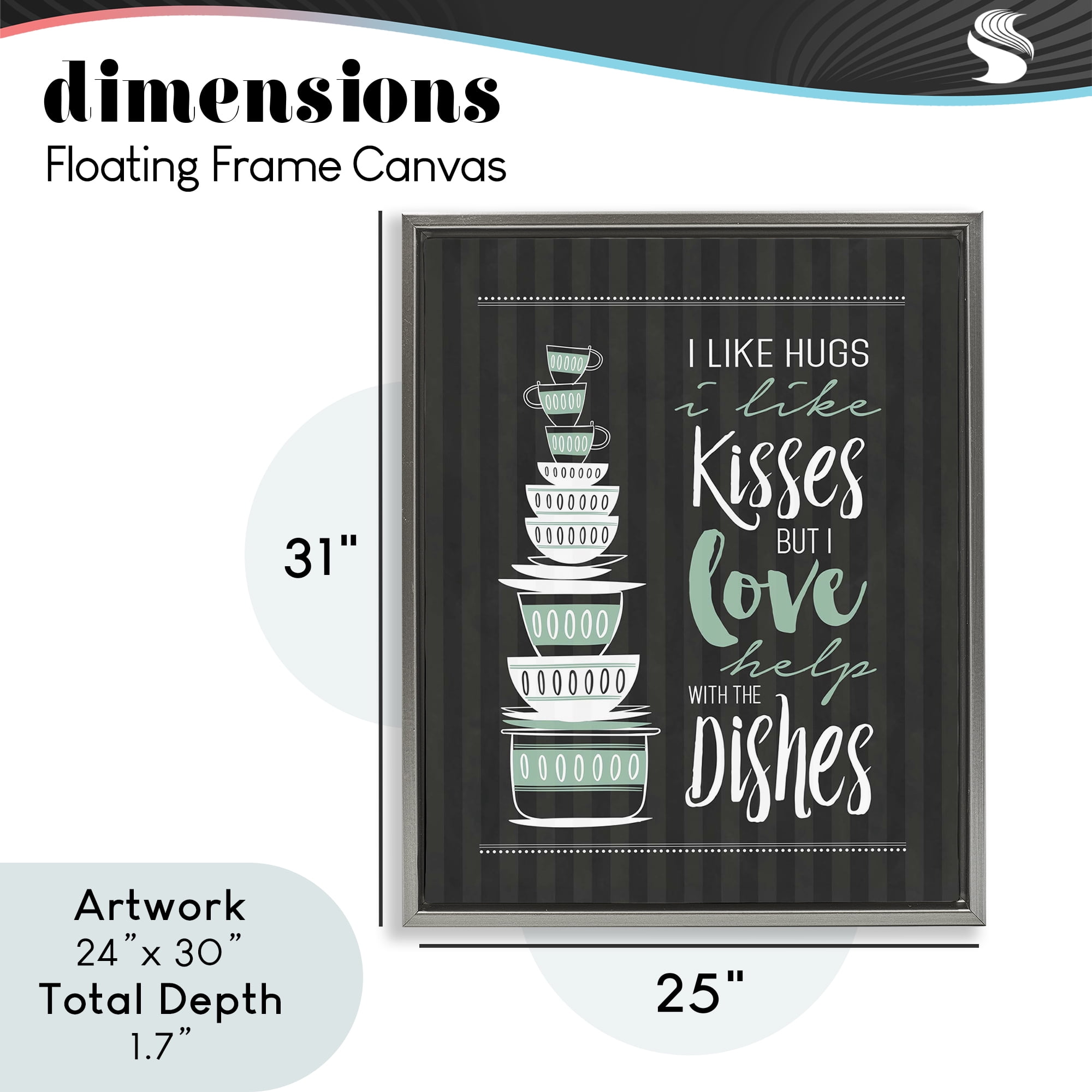 Love Help With Dishes Gray Framed Floater Canvas Wall Art, design by Lettered and Lined