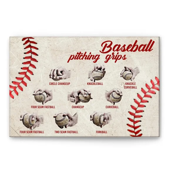 Poster Baseball Pitching Grips Birthday Sport Gift For Baseball Player Boy Son Dad V... Wall Art, Unframed Prints For Home Or Office, Perfect Gift For Everyone, 8x12