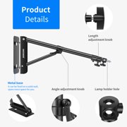 Neewer Aluminum Alloy Adjustable Wall Mount Boom Arm - 130cm/4.3ft, 180° Rotation, Holds Lights, Softboxes, Reflectors (Black)