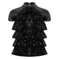 thumbnail image 4 of inlzdz Kids Girls Short Sleeve Metallic Mesh Tiered Sequined T-shirt Sparkly Club Party Dance Performance Wear Black 12, 4 of 6