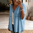 thumbnail image 6 of Summer Cotton Linen Tops,Summer Tshirt Shirts for Women 3/4 Sleeve Cotton Linen Button Down Tunic Tops Casual Loose V Neck Blouses, 6 of 7