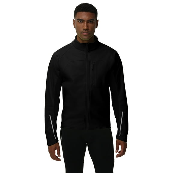 Men Cycling Jacket Windproof Soft Shell Warm Fleece Lining Multiple Pockets Winter Jacket With Reflective Detailing
