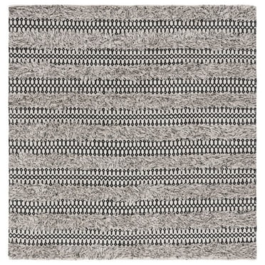 SAFAVIEH Natura Laird Geometric Cotton Area Rug, Black/Ivory, 6' x 6' Square