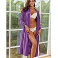 thumbnail image 3 of Ekouaer Women Zipper Robe Long Sleeves House Coat Soft Bathrobe Sleepwear with Pockets Housecoat Loungewear, 3 of 5