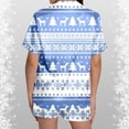 thumbnail image 3 of Ladies' Fashionable Casual Reindeer Snowflake Christmas Tree Christmas Snowman Print Silk Satin Short Sleeved Button Up Pajamas Set Silk Pajamas for Women Shorts Set Women Pajamas Set Tall Transparent, 3 of 4
