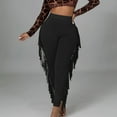 thumbnail image 2 of XFLWAM Women's High Waist Fringe Pants Bodycon Camo Sweatpants Casual Side Tassel Long Pencil Bottoms Black S, 2 of 9