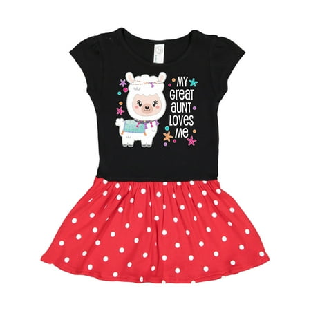 

Inktastic My Great Aunt Loves Me- cute and happy llama Gift Toddler Girl Dress