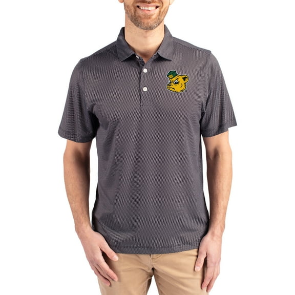 Men's Cutter & Buck Black Baylor Bears Pike Eco Symmetry Print Stretch Polo
