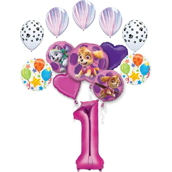 Skye, Everest and Paw Patrol friends Birthday 13-Balloon Bouquet Decorations (Select Age)