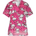 thumbnail image 1 of Uniforme d'Infirmière Kawaii, Hauts de Blouses Médicales pour Femmes, Imprimé Hello Kitty, Manches Courtes, Poches, 1 of 6