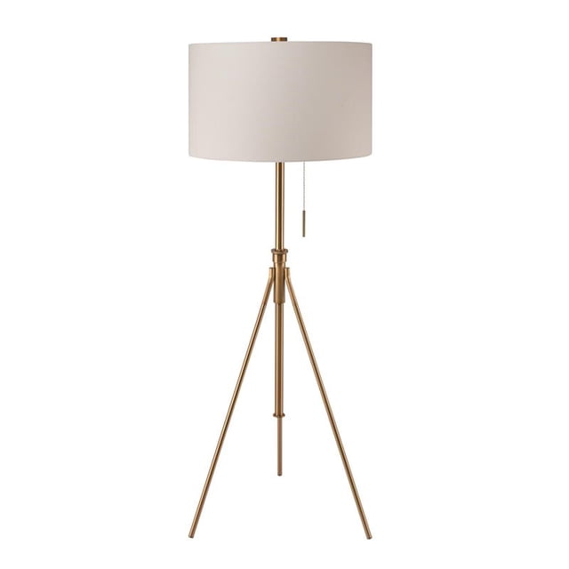 ORE International Mid-Century Metal Adjustable Tripod Floor Lamp in Matte Gold