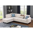 thumbnail image 3 of HomeStock Sophisticated Simplicity Sectional Sofa With Ottoman, Living Room Set, Left Facing Chaise, 2 Cup Holders, 2 Throw Pillows, Tufted Back and Seat - 99.5"D x 67"W x 32"H-Color:Beige, 3 of 10