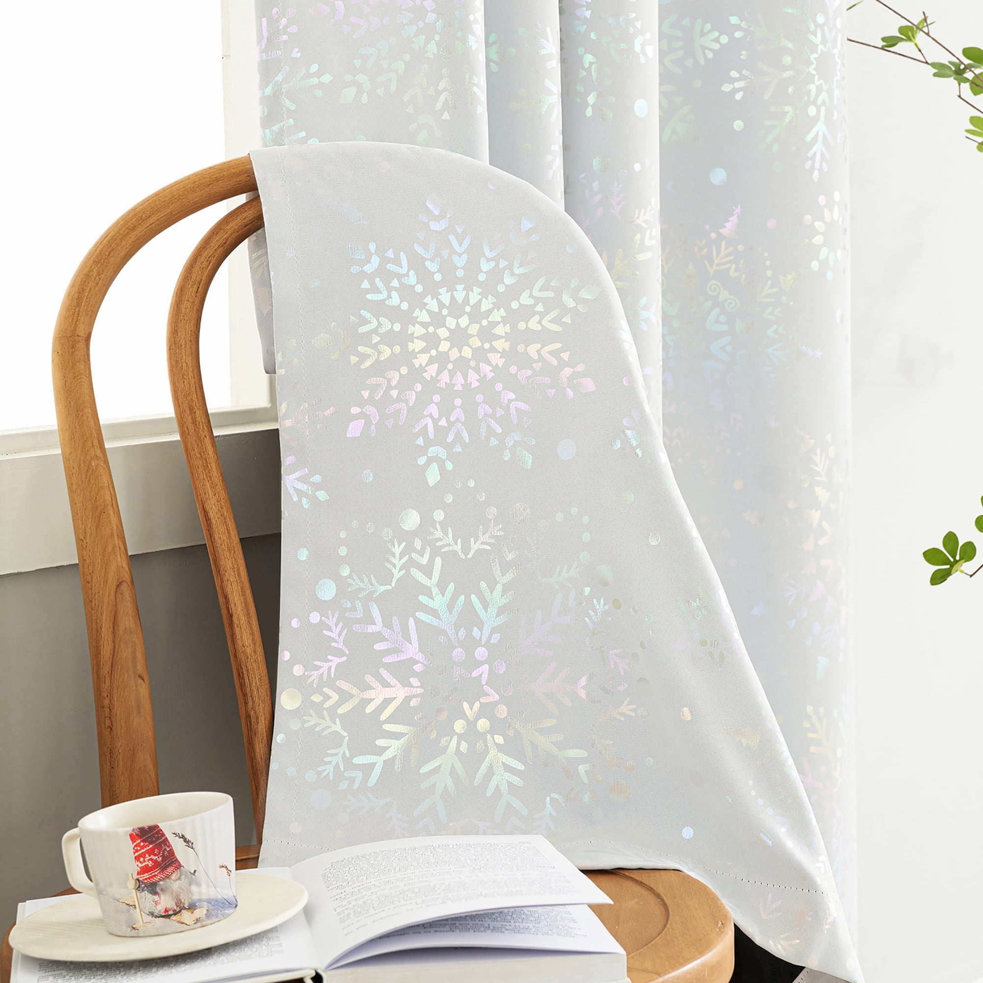 Exultantex White Blackout Window Curtain Panels Colorful Shining Classic Vintage Floral Curtains,Grommet Top,50x63,2pcs