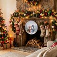 thumbnail image 2 of Welcome Sign for Front Door, Blue Christmas Snowman Round Metal Wall Art Wreaths, Winter Snowflakes Xmas Trees Outdoor Indoor Wall Hanging Sign for Porch Decor Housewarming Gifts 7.9 Inch, 2 of 8