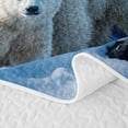 thumbnail image 5 of Castle Fairy Animal Northern Light Polar Bear Twin Quilt Set for Teens,Snowy Mountain Lake Twin Coverlet Set,Blue Green White, 5 of 7
