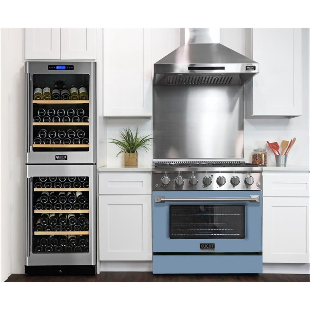 Pemberly Row 36" 5.2 cu. ft Dual Fuel Range Propane Gas Sealed Burners in Blue
