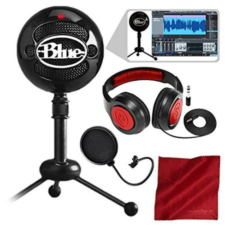 Blue Snowball Studio USB All-In-One Vocal Recording System with Samson Dynamic Headphones, Mic Pop Filter, and Fibertique