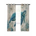 thumbnail image 7 of Teal Sea Turtle Coastal Blackout Curtains for Bedroom, Vintage Summer Beach Nautical Thermal Insulated Kitchen Drapes with Grommets, Light Blocking Window Treatment, 2 Panels 42" x 54", 7 of 7