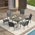 thumbnail image 7 of Vicllax Outdoor Patio Dining Table Dia.47" Slatted Tabletop Metal Frame with Umbrella Hole, Graywood, 7 of 7
