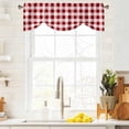 thumbnail image 4 of Tie Up Valances for Windows, Red Farmhouse Adjustable Valance Curtains Window Treatment for Living Room/Bedroom, Gradient Buffalo Plaid Lattice Grid Rod Pocket Kitchen Curtains & Drapes 42x12 Inch, 4 of 9