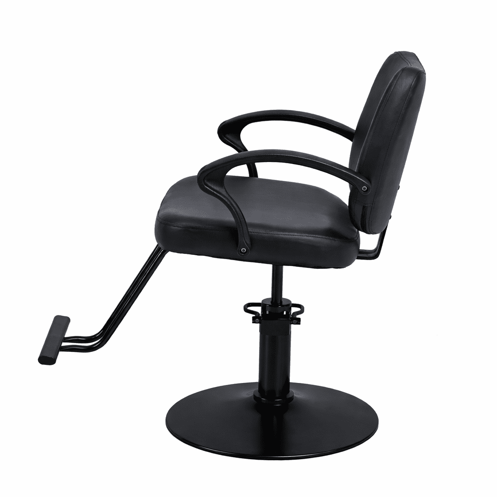 Hydraulic Barber Styling Chair with 360-Degree Swivel and Chrome Base, Heavy-Duty Beauty Salon Chair with PU Leather Upholstery, Black