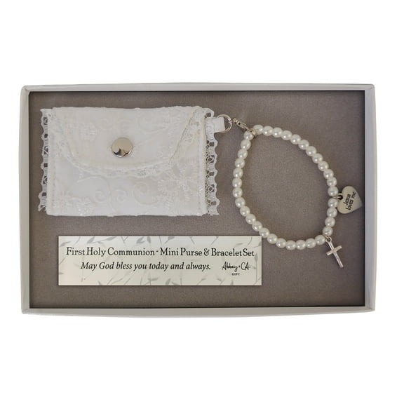 First Communion Purse With Pearl Bracelet