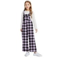 thumbnail image 3 of Girls Plaid Fleece Sleeveless Romper Adjustable Strap Wide Leg Jumpsuit Casual Loose Fuzzy Pockets Winter Outerwear Outfit 5-14Y, 3 of 8