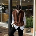 thumbnail image 5 of Suéteres de punto sin mangas lisos para hombre, ropa de color liso para hombre, chaleco con cuello en V, blanco, grueso, coreano, para invierno y otoño, 5 of 5
