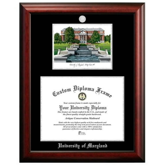 Campus Images MD998LSED-1713 17 x 13 in. University of Maryland Silver Embossed Diploma Frame with Lithograph