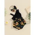 thumbnail image 3 of Suealasg Baby Girl 2 Piece Outfits Newborn Sleeveless One-Pieces Jumpsuits Sunflower Print Rompers Dress with Headband Summer Clothes 0-12 Months, 3 of 9