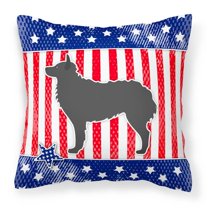 Carolines Treasures BB3321PW1818 USA Patriotic Croatian Sheepdog Fabric Decorative Pillow