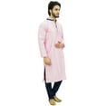 thumbnail image 3 of Atasi Designer Men's Pink Party Wear Kurta Pyjama Set Long Dupion Shirt-Medium, 3 of 5