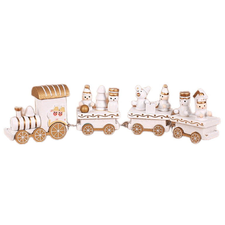 Christmas Wooden Train Decor Set, Cute Wooden Mini Train Ornaments
