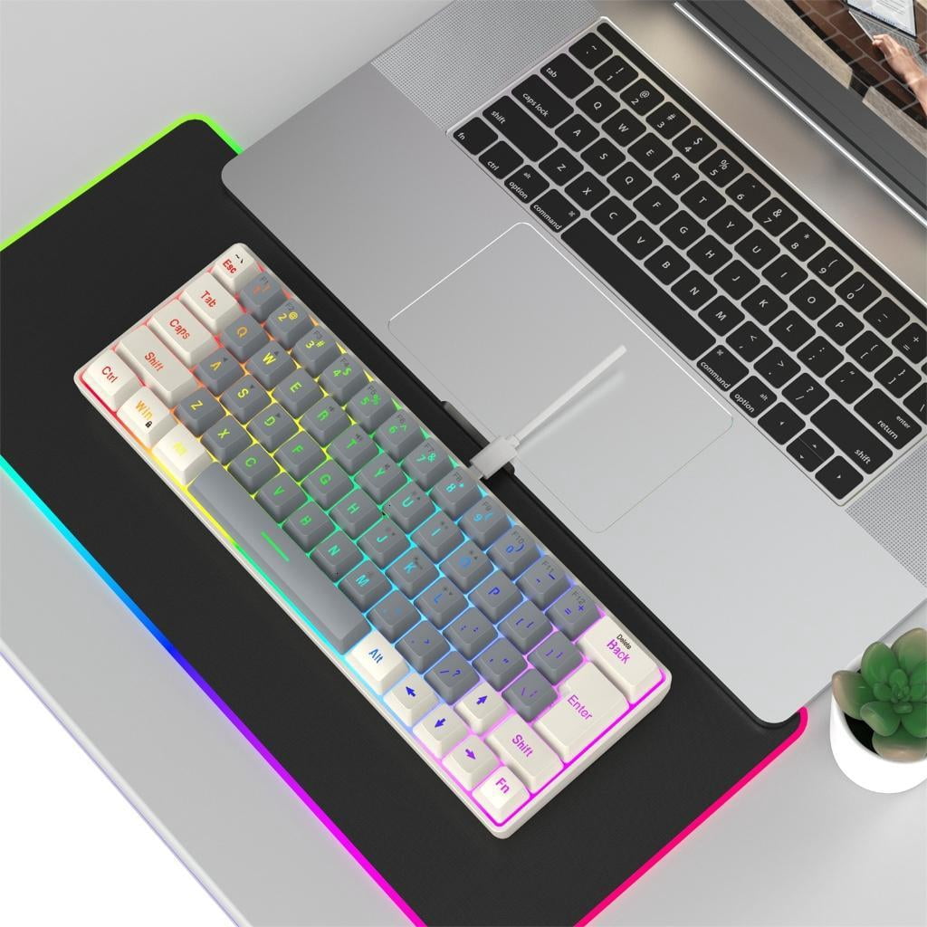 Gaming Mechanical Keyboard Blue Backlits 63 Corded Keyboard LED Gaming Keyboard for Computer Laptop