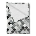 thumbnail image 2 of Fish Soft Flannel Fleece Throw Blanket, Squama Design with Aquatic Inspirations Animal Skin Scales Pattern Monochrome, Cozy Plush for Indoor and Outdoor Use, 50" x 60", Black Grey White, by Ambesonne, 2 of 5