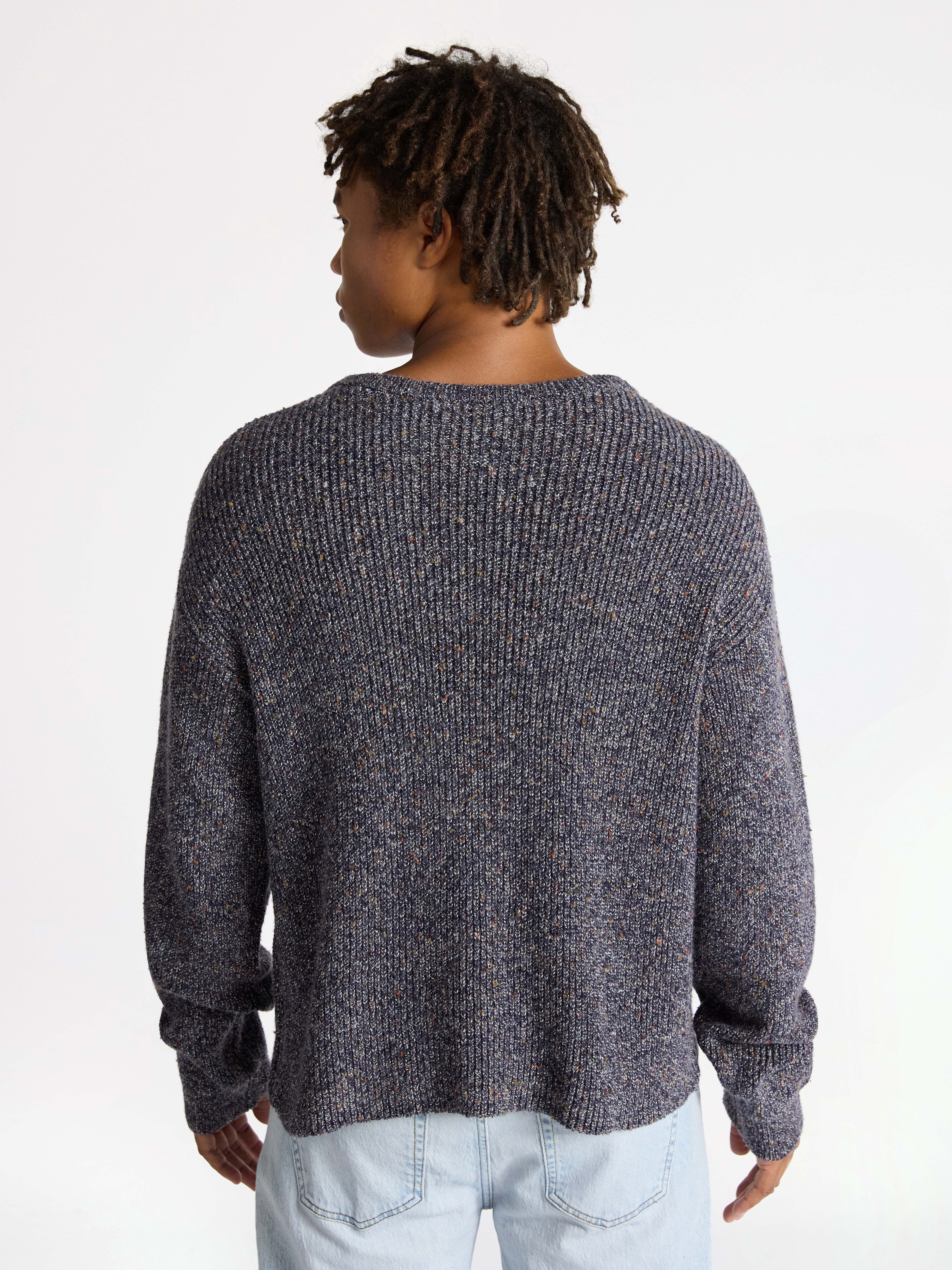 No Boundaries Marled Cotton Crewneck Pullover Sweater, Midweight, Men's & Big Men's