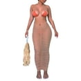 thumbnail image 2 of Douhoow Women Mesh See-through Skirts Solid High Waist Ruched Pencil Bikinis Cover ups, 2 of 2