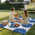 thumbnail image 4 of Dahlia Flower Outdoor Rug 4x6 Ft - Reversible Patio Rug Outdoor Camping Rugs, Farmhouse Botanical Blue Grey Floral Washable Indoor Outdoor Area Rugs, Non-Slip Outdoor Carpet Runner for Deck/Porch, 4 of 8