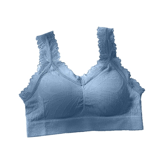 Bigersell Bandeau Bra Fashion Women Bra Solid Vest Camisole Breathable Push Up Tops Underwear Big & Tall Size Backless Sports Bra, Style 2977, Blue