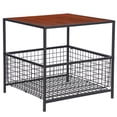 thumbnail image 3 of Favory Tall End Table with Metal Basket,Nightstand with Shelf Storage Organizer, Wood Night Stand with Metal Frame, Waterproof for Bedroom, Living Room, Bathroom, 3 of 13