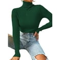 thumbnail image 1 of UKAP Women Knit Shirts Turtleneck Pullover Long Sleeve Tops Basic Work Sweater Dark Green XL, 1 of 2