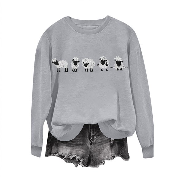Vixolx Graphic Sweatshirt for Women Crew Neck Long Sleeve Shirts Oversized Casual Pullover Tops Fall Fashion Clothes