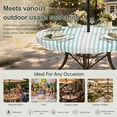 thumbnail image 6 of Round Outdoor Tablecloth with Umbrella Hole and Zipper, Ombre Teal Grey Striped Tablecloth with Elastic Waterproof, Farmhouse Modern Stripes Patio Table Covers for 31" - 35" Picnic Pool Tables, 6 of 9