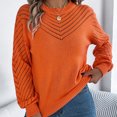 thumbnail image 6 of Diufon Womens Fall Sweaters Solid Color Hollow-Out Pullover Tops Round Neck Long Sleeve Tops, 6 of 7