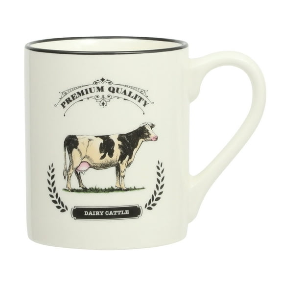 Mainstays 17oz Cow Barn Animal White Stoneware Mug