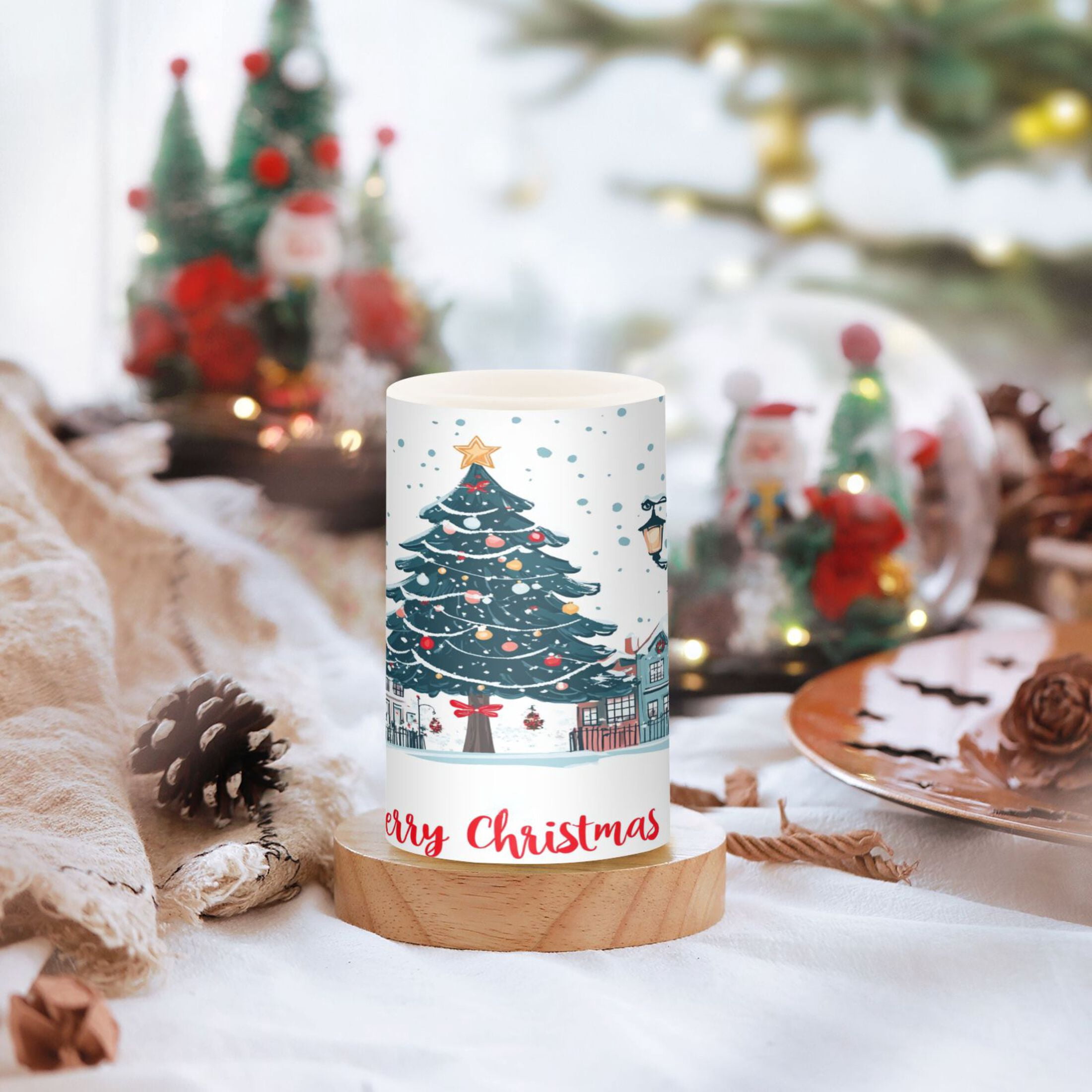 2 PCS Flameless Candles with Remote Timer LED Battery Operated Flickering Candle Light for Wedding Table Home Decoration Gifts Christmas Tree in The City