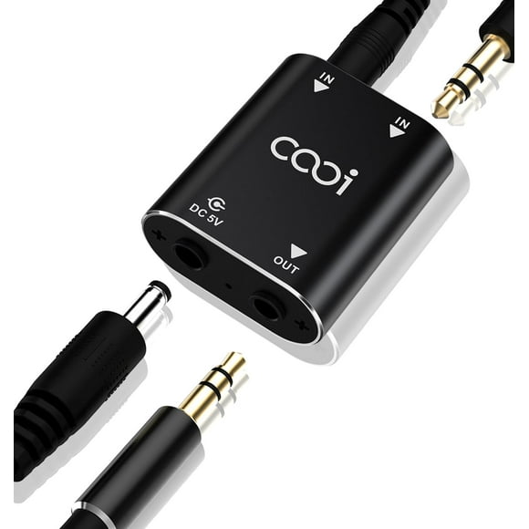 Mezclador de audio Cooidea con carcasa metálica estéreo de 2 canales con AUX