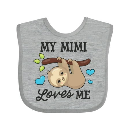 

Inktastic My Mimi Loves Me with Sloth and Hearts Gift Baby Boy or Baby Girl Bib