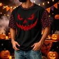 thumbnail image 2 of Big and Tall Halloween Tshirt for Men Casual Pumpkin Print Tee for Wear with Short Sleeves and Halloween Graphic Top Men’s T Shirt Black XL, 2 of 7